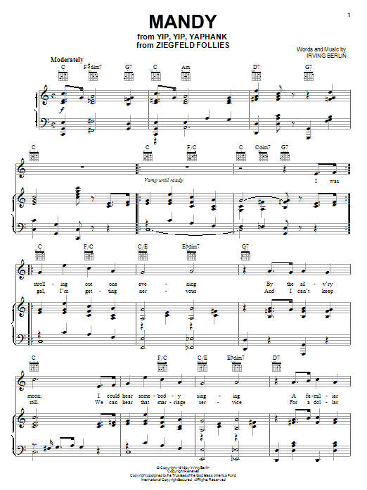 Irving Berlin Mandy Sheet Music