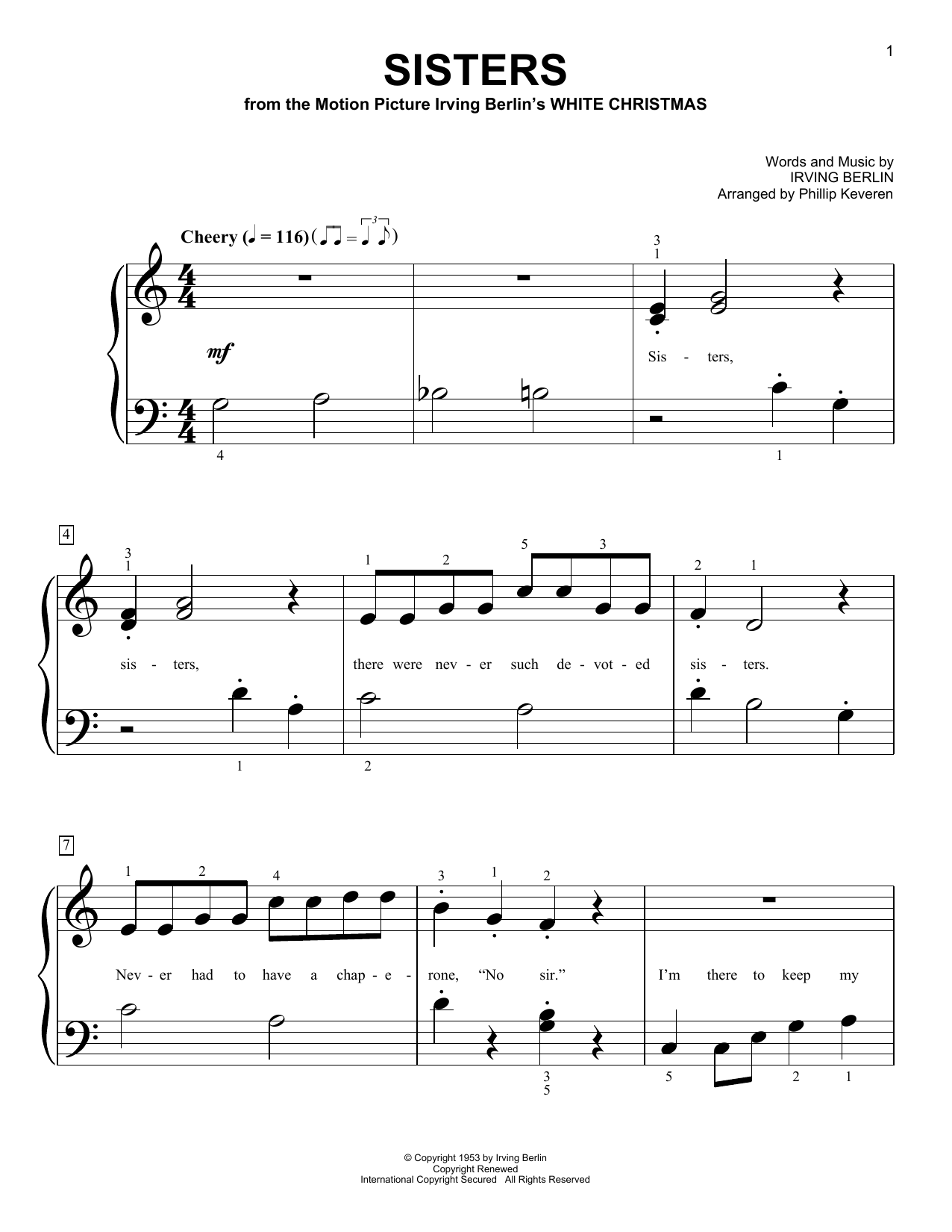 Irving Berlin Sisters (from White Christmas) (arr. Phillip Keveren) Sheet Music