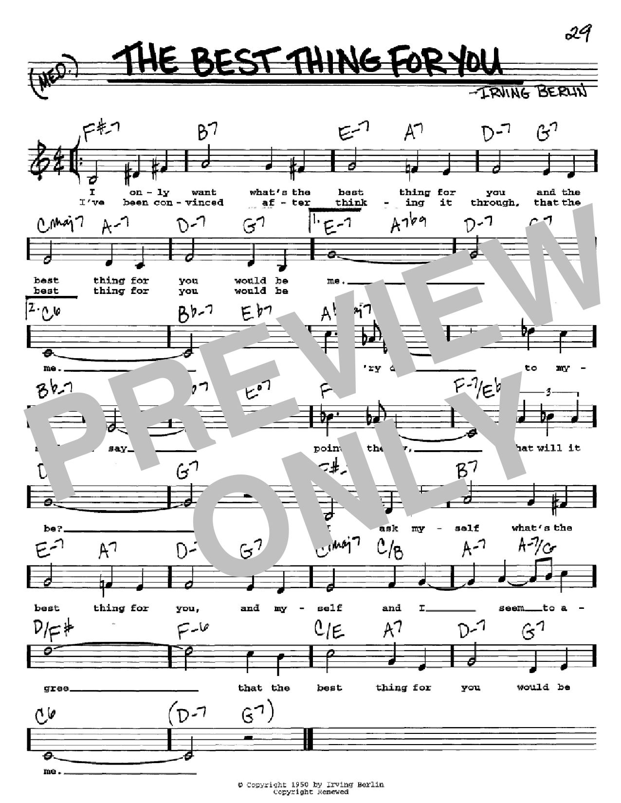 Irving Berlin The Best Thing For You Sheet Music