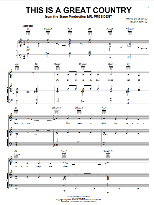 Irving Berlin This Is A Great Country Sheet Music