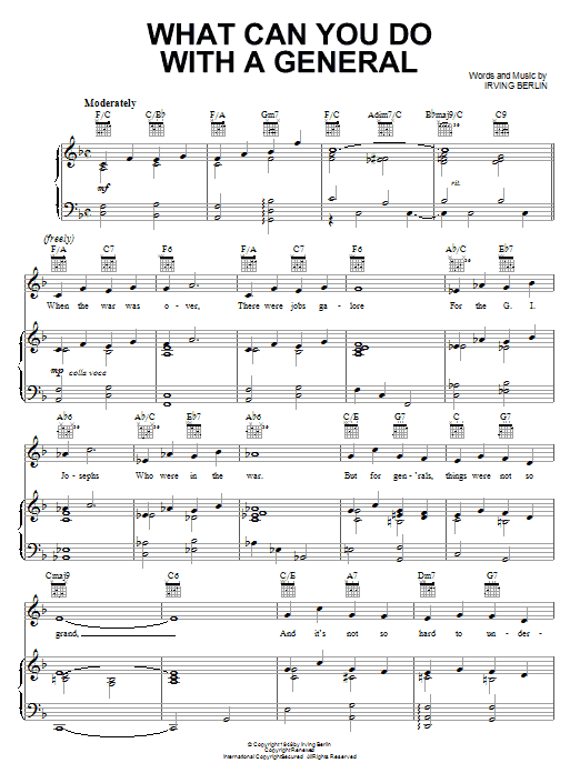 Irving Berlin What Can You Do With A General Sheet Music