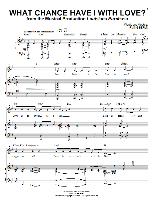 Irving Berlin What Chance Have I With Love? Sheet Music