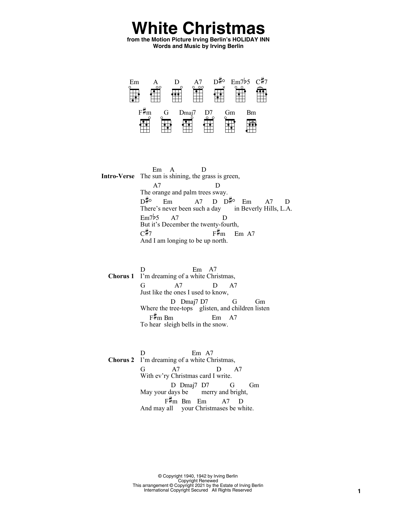 Irving Berlin White Christmas (arr. Fred Sokolow) Sheet Music