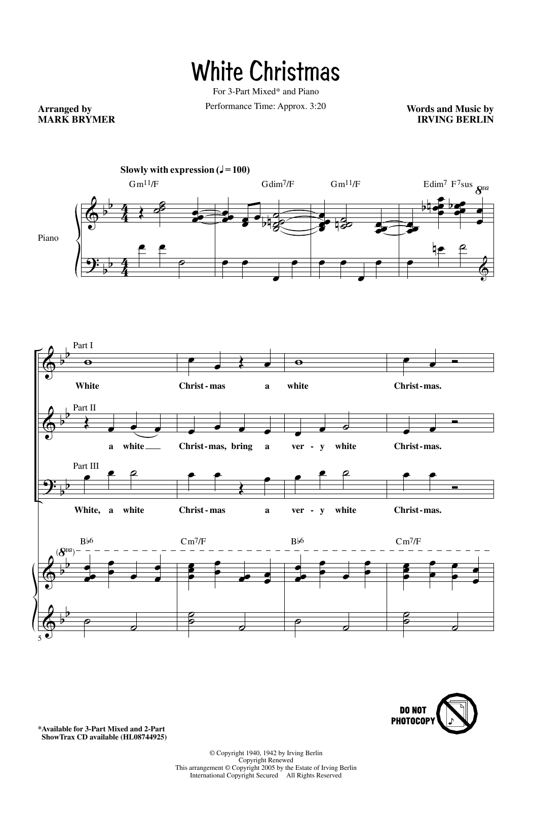 Irving Berlin White Christmas (arr. Mark Brymer) Sheet Music