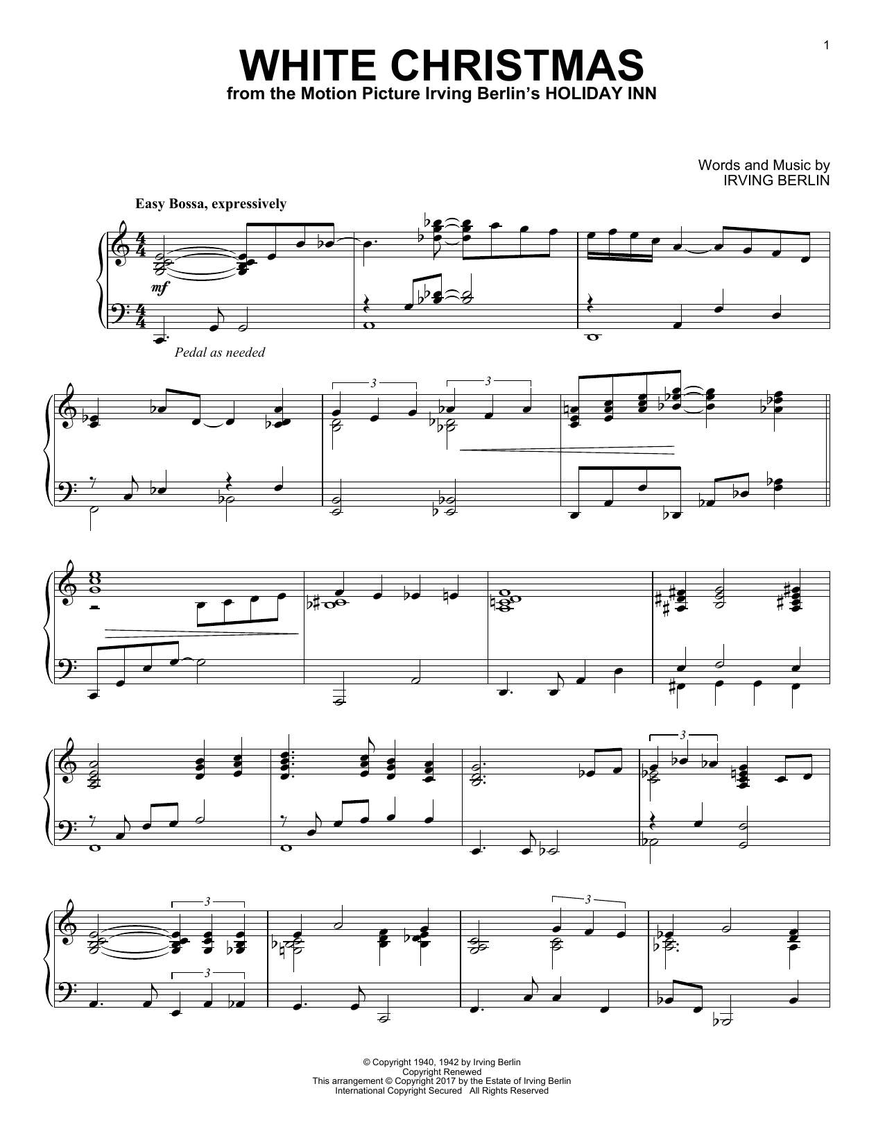 Irving Berlin White Christmas [Jazz version] Sheet Music