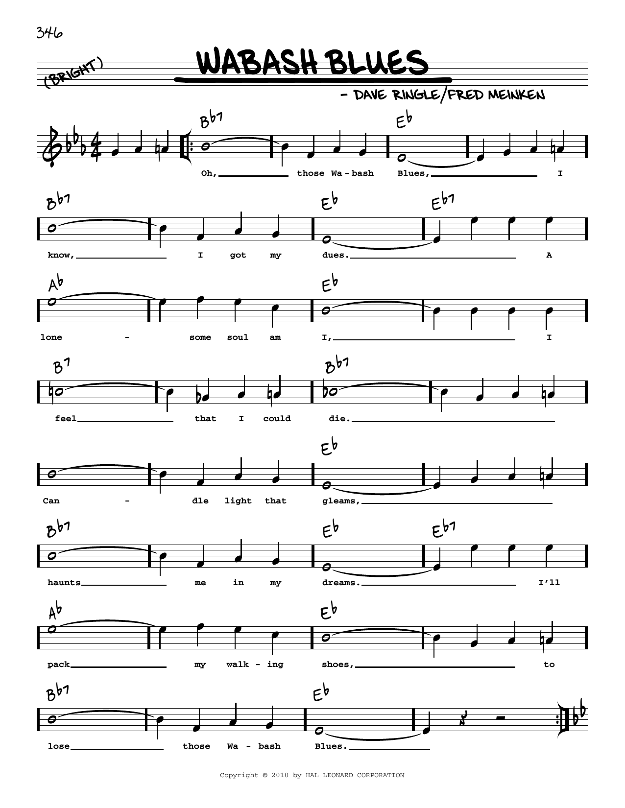 Isham Jones Wabash Blues (arr. Robert Rawlins) Sheet Music