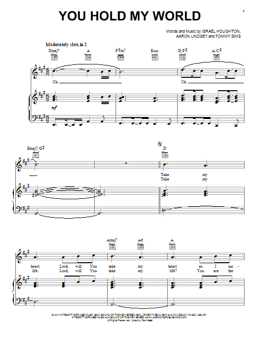 Israel Houghton You Hold My World Sheet Music