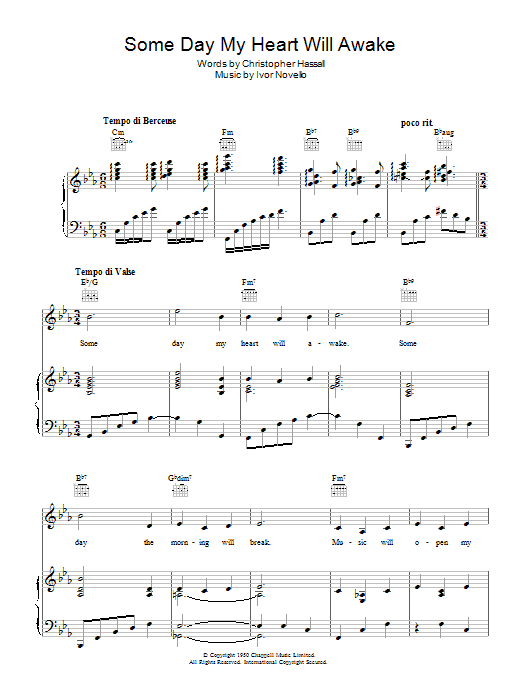 Ivor Novello Someday My Heart Will Awake Sheet Music