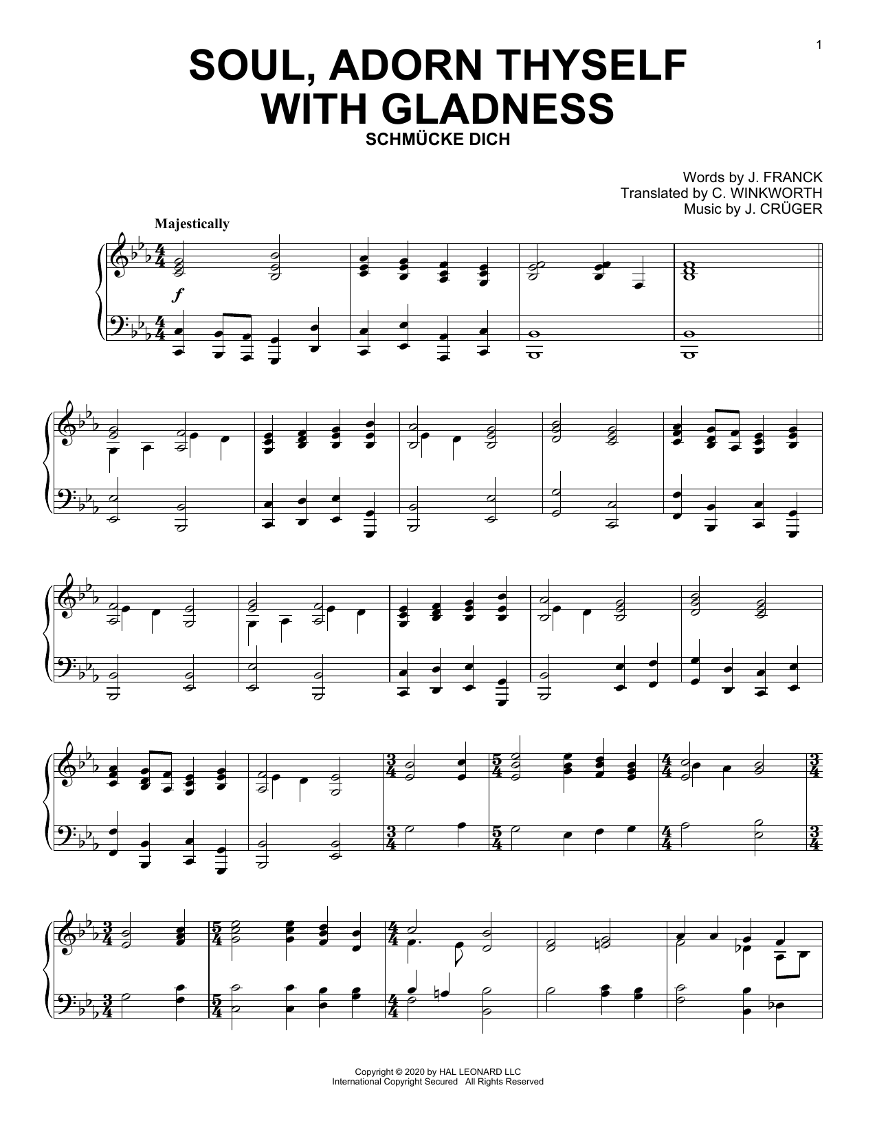 J. Cruger Soul, Adorn Thyself With Gladness Sheet Music