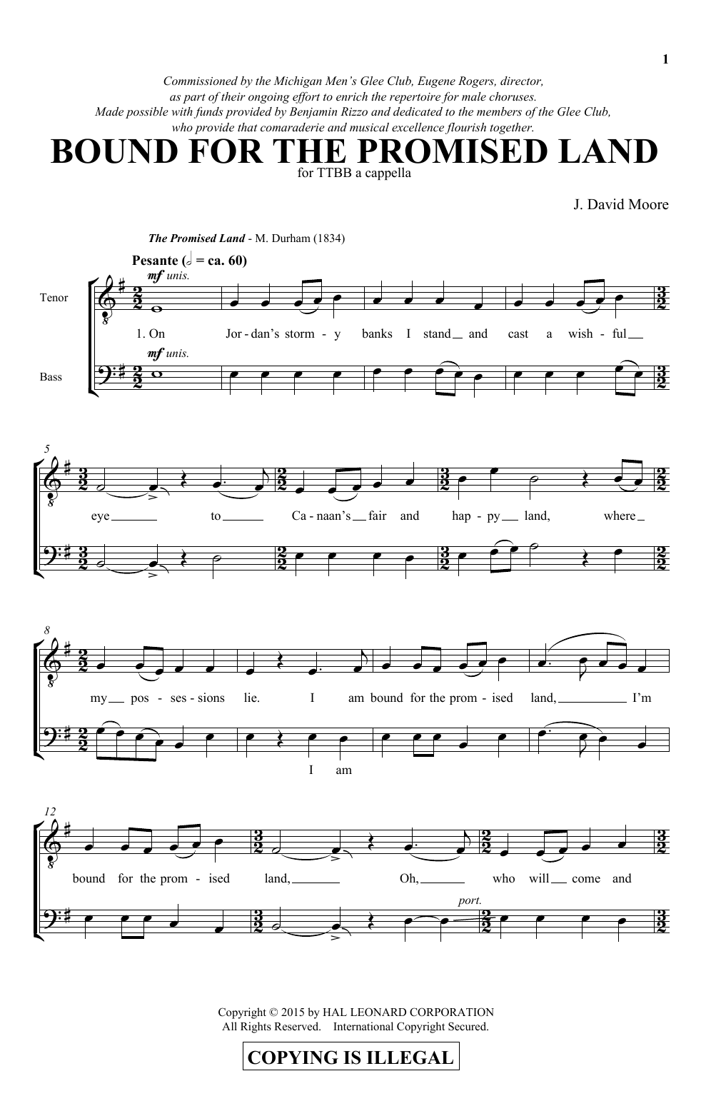 J. David Moore Bound For The Promised Land Sheet Music