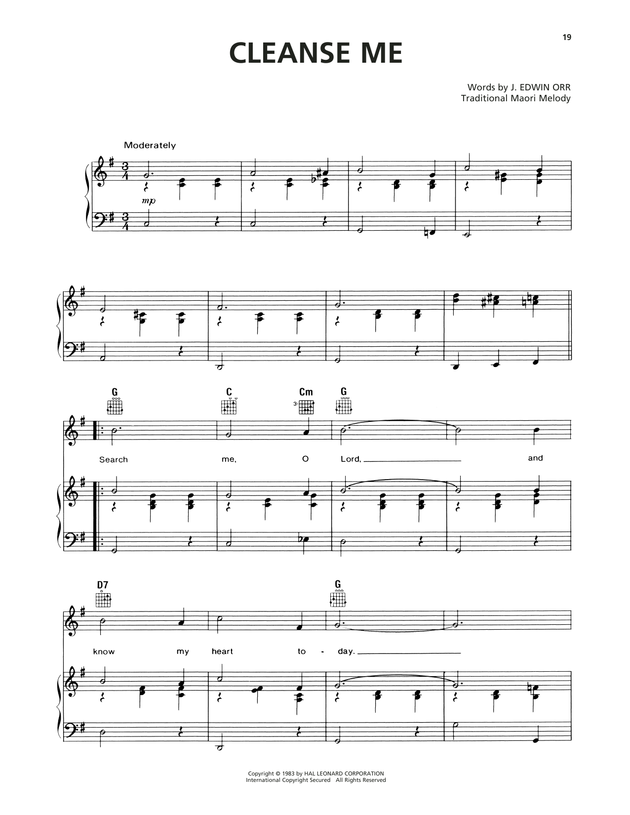 J. Edwin Orr Cleanse Me (Search Me, O God) Sheet Music