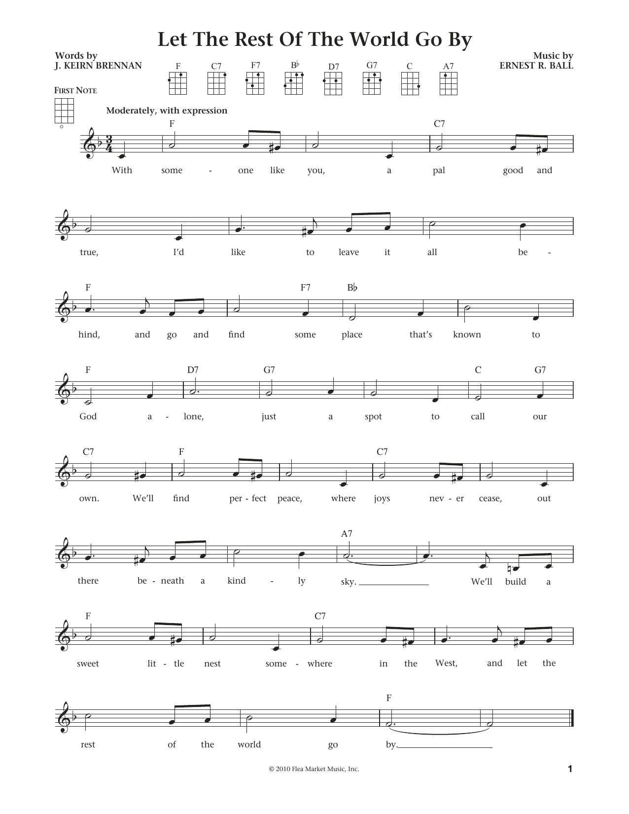 J. Keirn Brennan Let The Rest Of The World Go By (from The Daily Ukulele) (arr. Liz and Jim Belof Sheet Music
