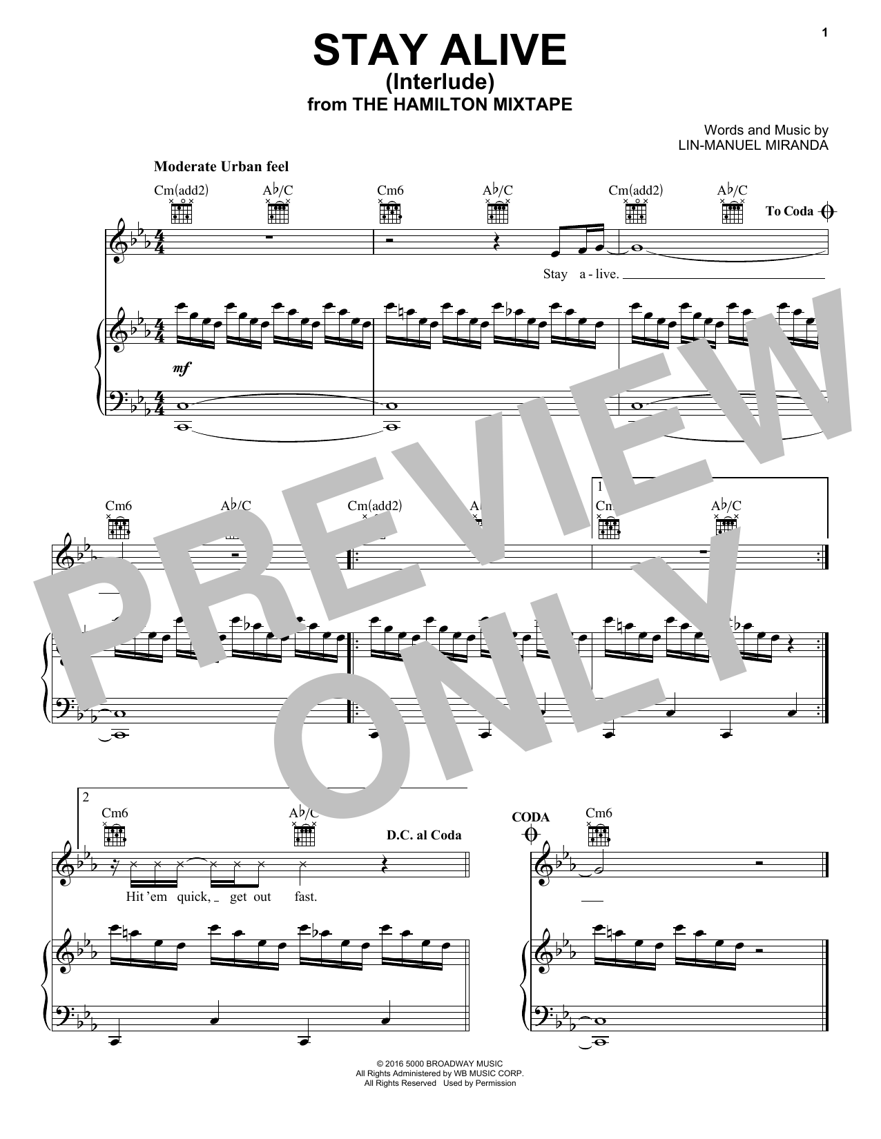 J. Period, Stro Elliot Stay Alive (Interlude) Sheet Music
