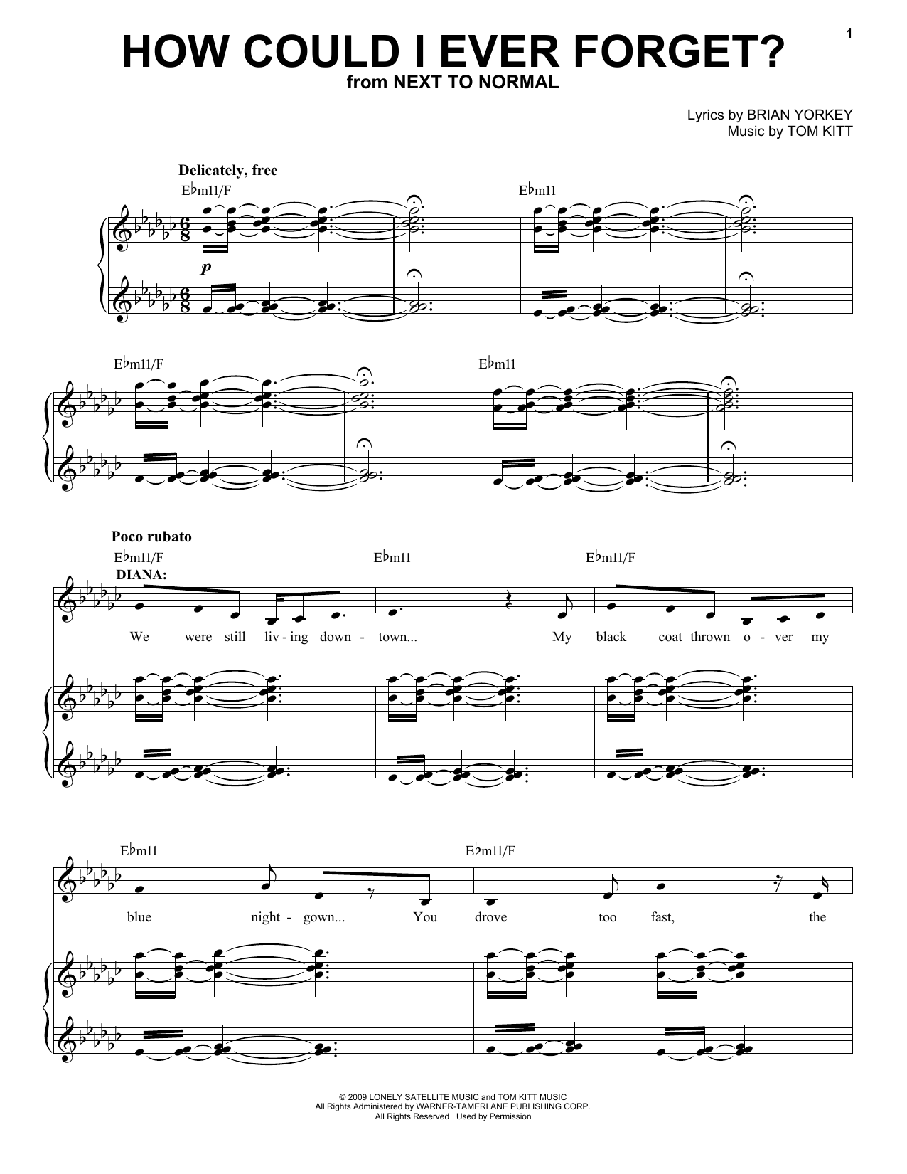 J. Robert Spencer & Alice Ripley How Could I Ever Forget? (from Next to Normal) Sheet Music