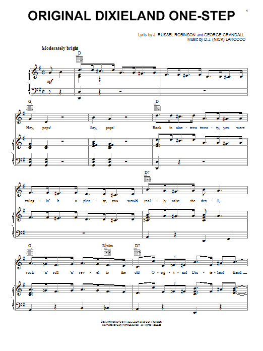 J. Russel Robinson Original Dixieland One-Step Sheet Music