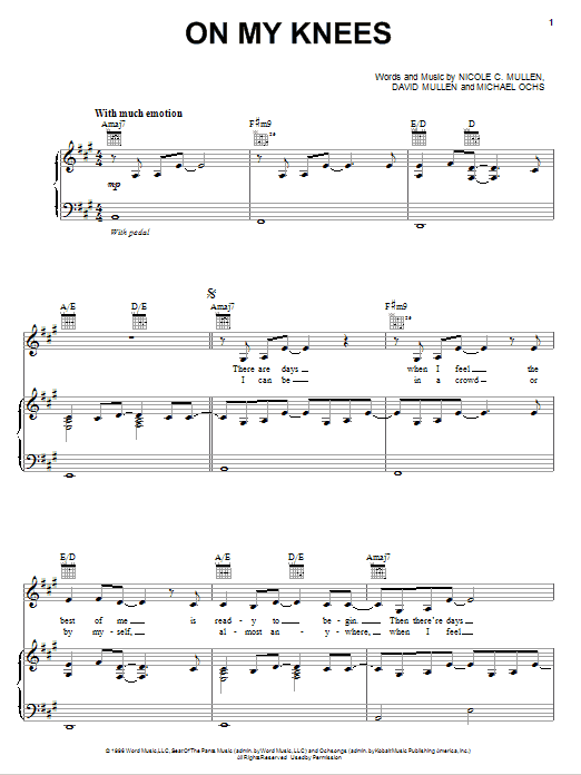 Jaci Velasquez On My Knees Sheet Music
