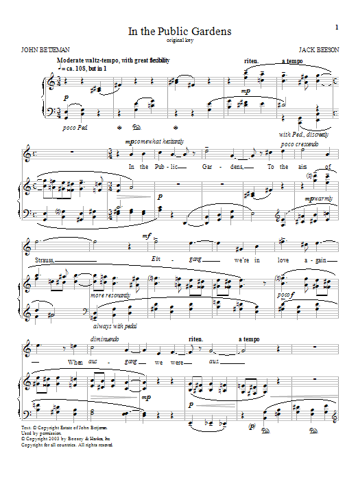 Jack Beeson In the Public Gardens Sheet Music