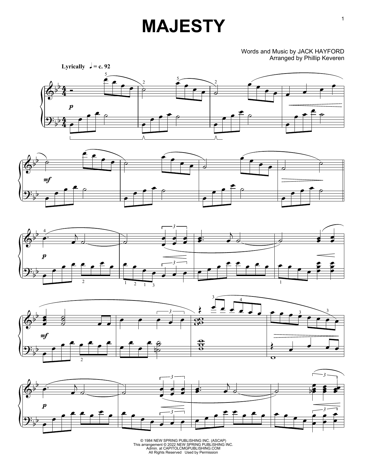 Jack Hayford Majesty [Classical version] (arr. Phillip Keveren) Sheet Music