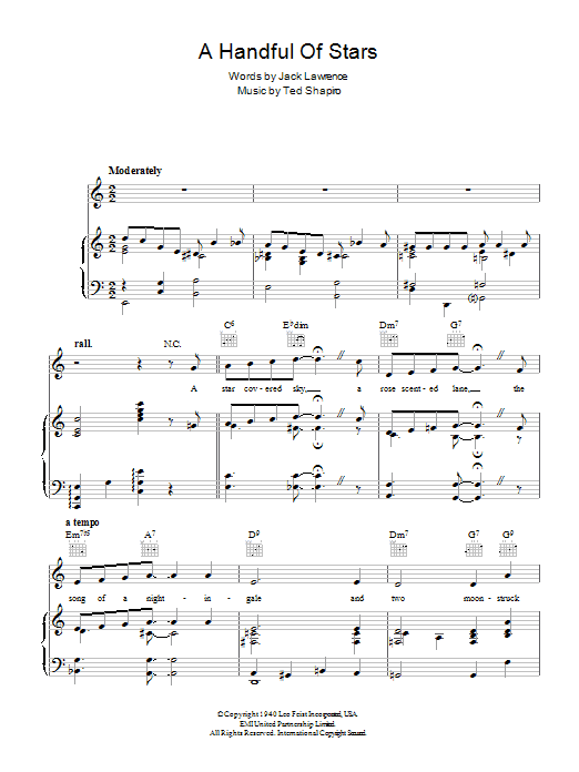 Jack Lawrence A Handful Of Stars Sheet Music