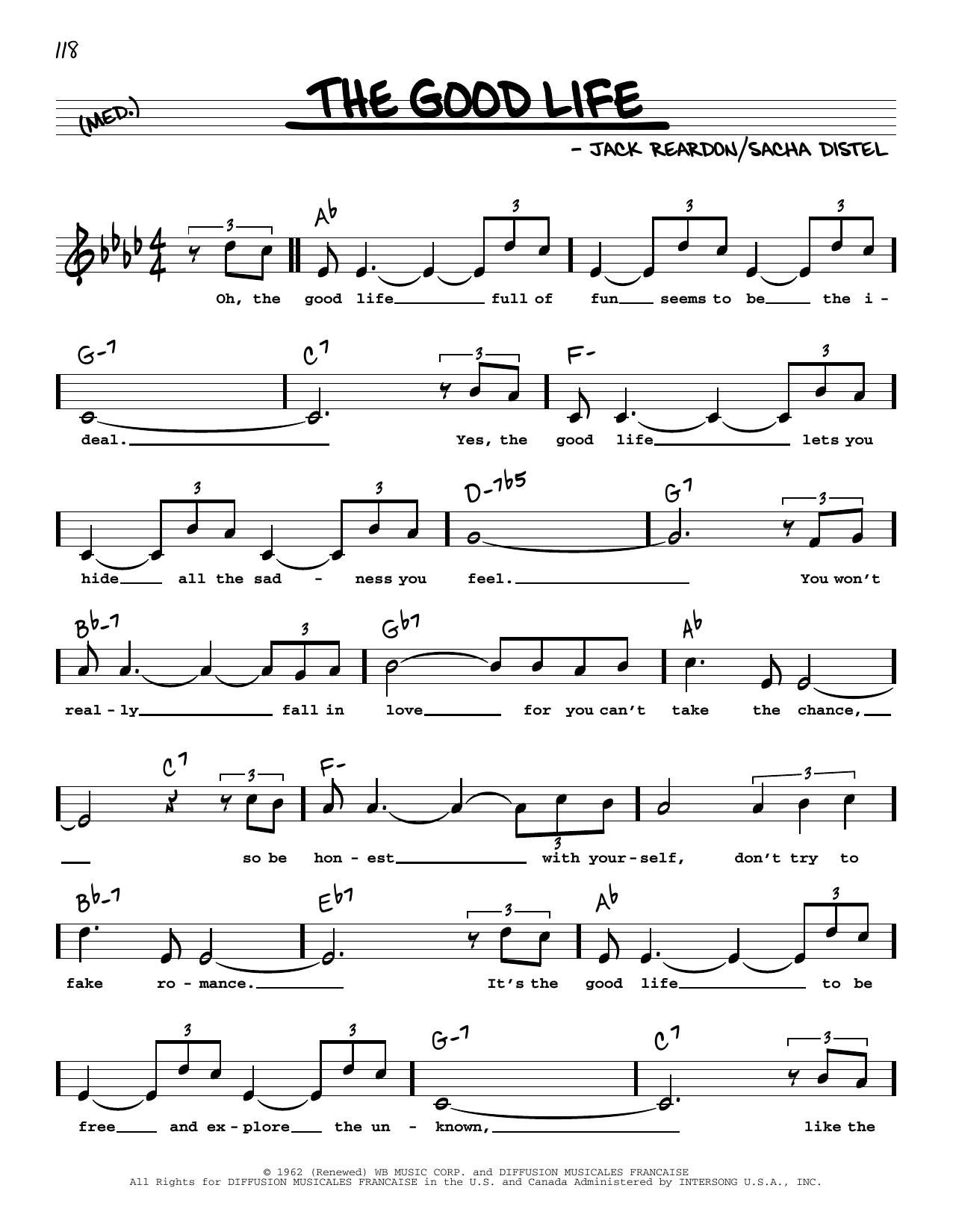 Jack Reardon The Good Life (High Voice) Sheet Music