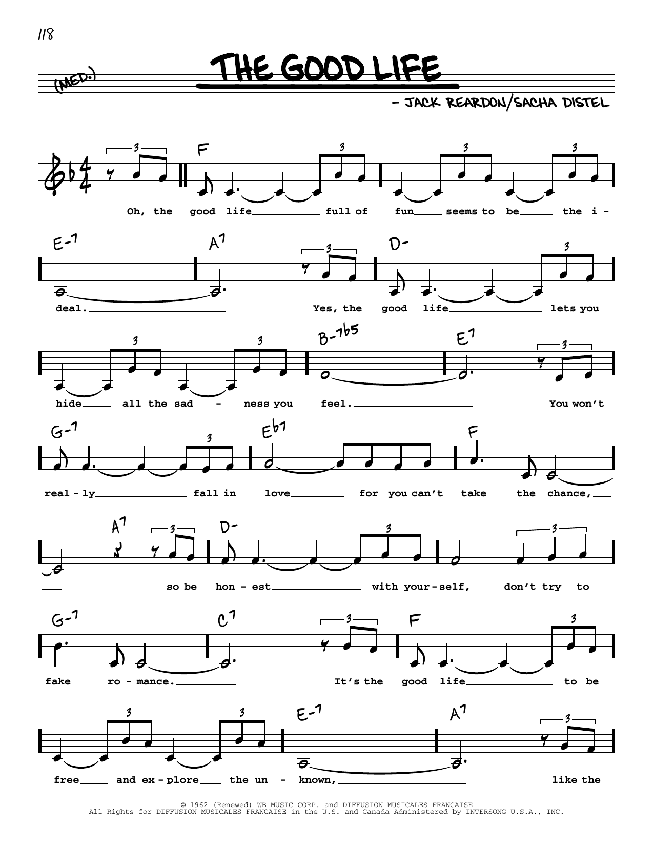 Jack Reardon The Good Life (Low Voice) Sheet Music