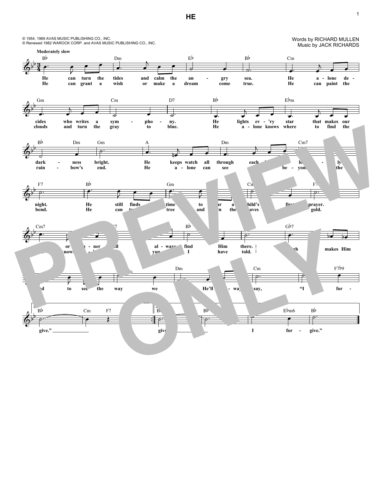 Jack Richards He Sheet Music