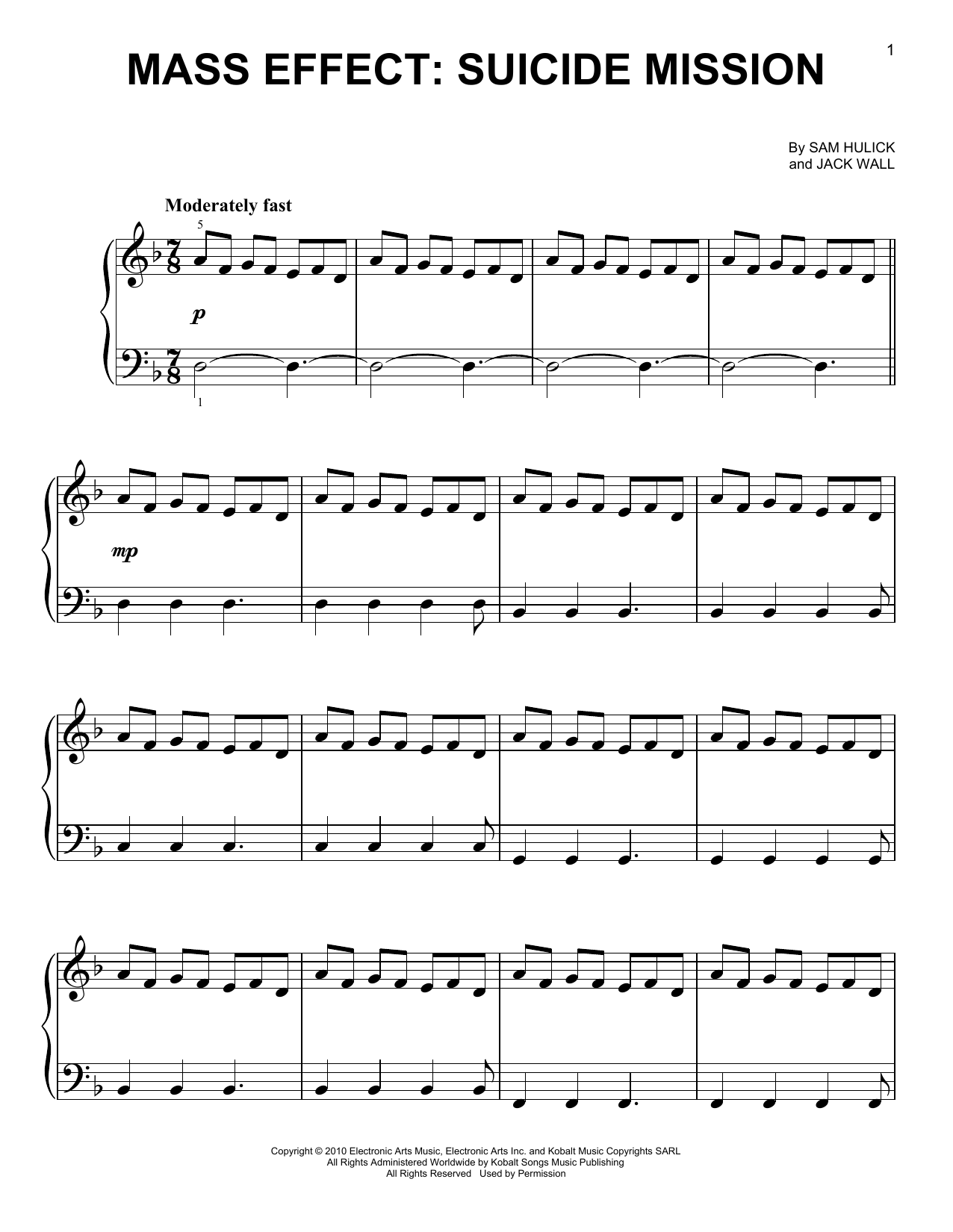 Jack Wall & Sam Hulick Mass Effect: Suicide Mission Sheet Music