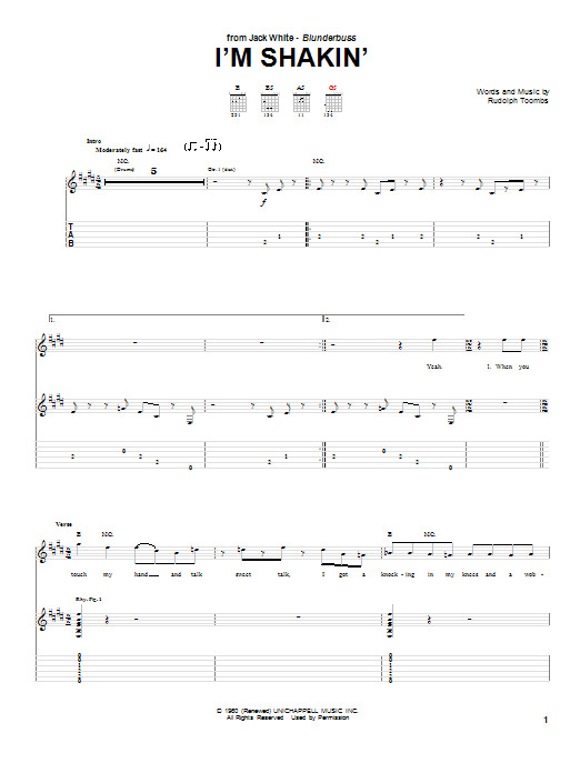Jack White I'm Shakin' Sheet Music