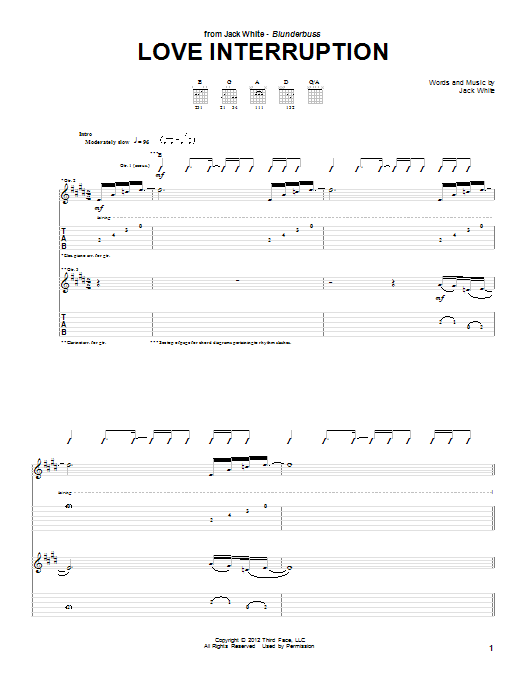 Jack White Love Interruption Sheet Music