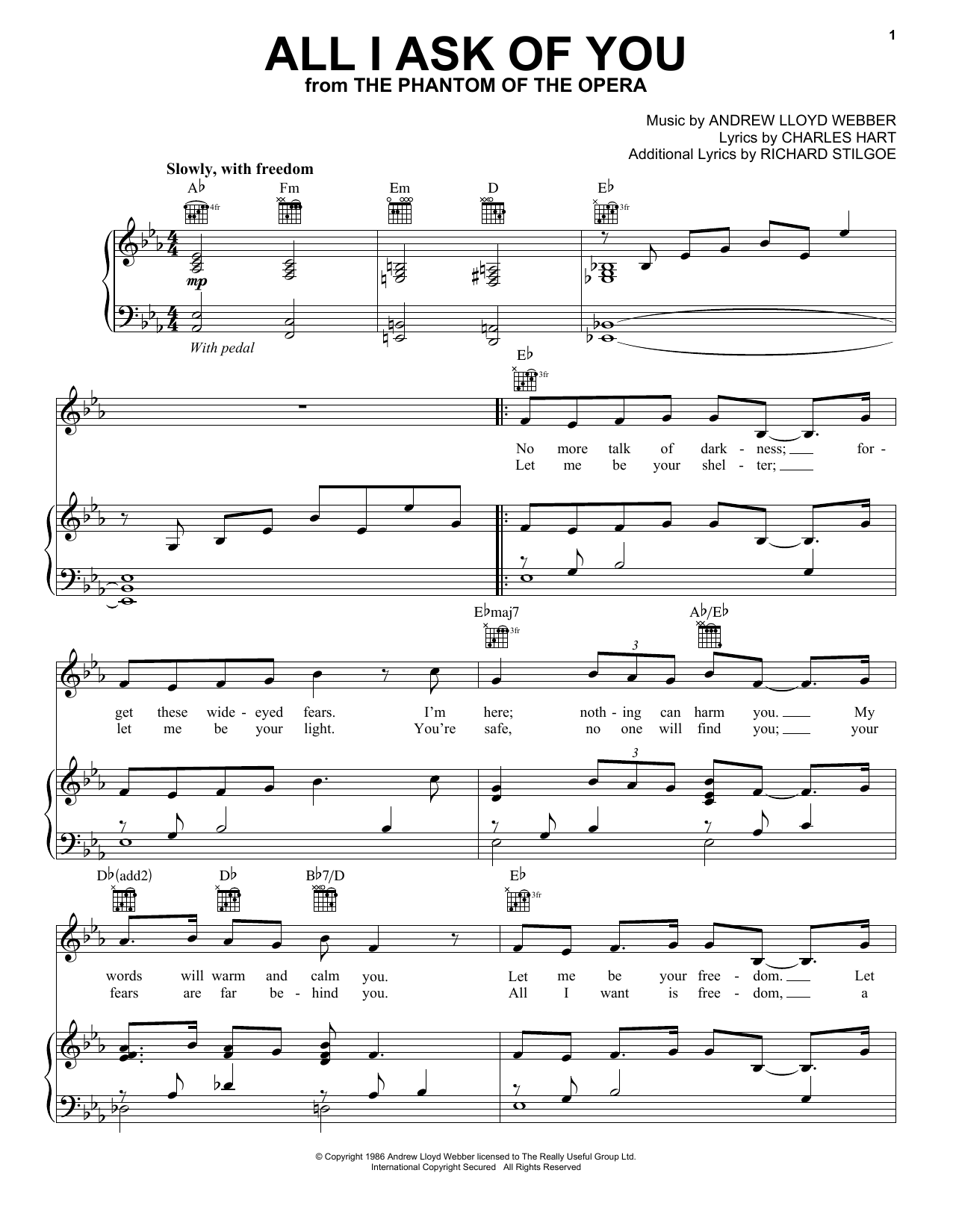 Jackie Evancho All I Ask Of You (from The Phantom Of The Opera) Sheet Music