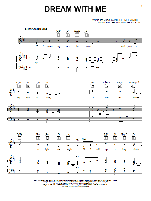 Jackie Evancho Dream With Me Sheet Music