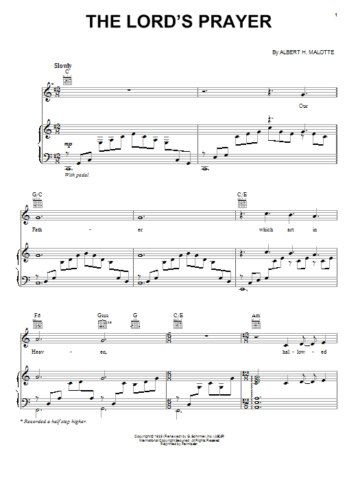Jackie Evancho The Lord's Prayer Sheet Music