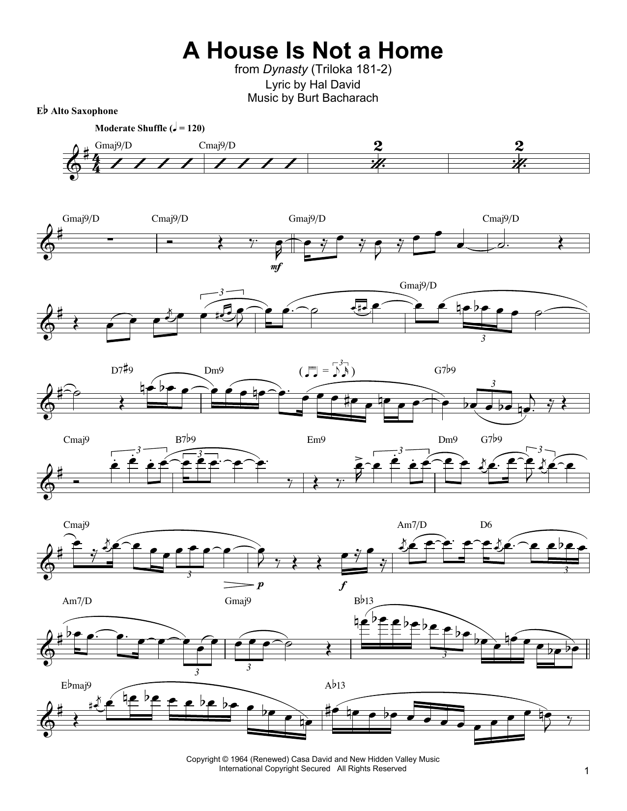 Jackie McLean A House Is Not A Home Sheet Music