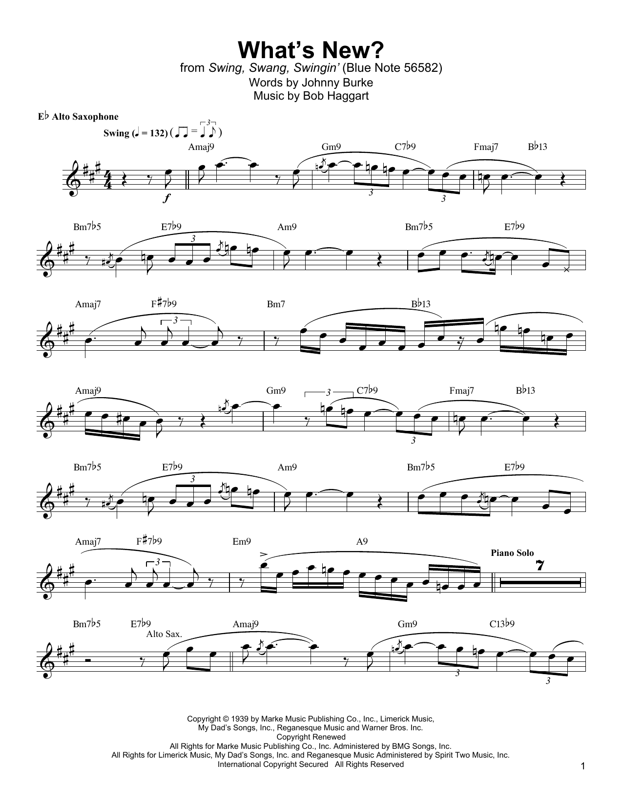 Jackie McLean What's New? Sheet Music