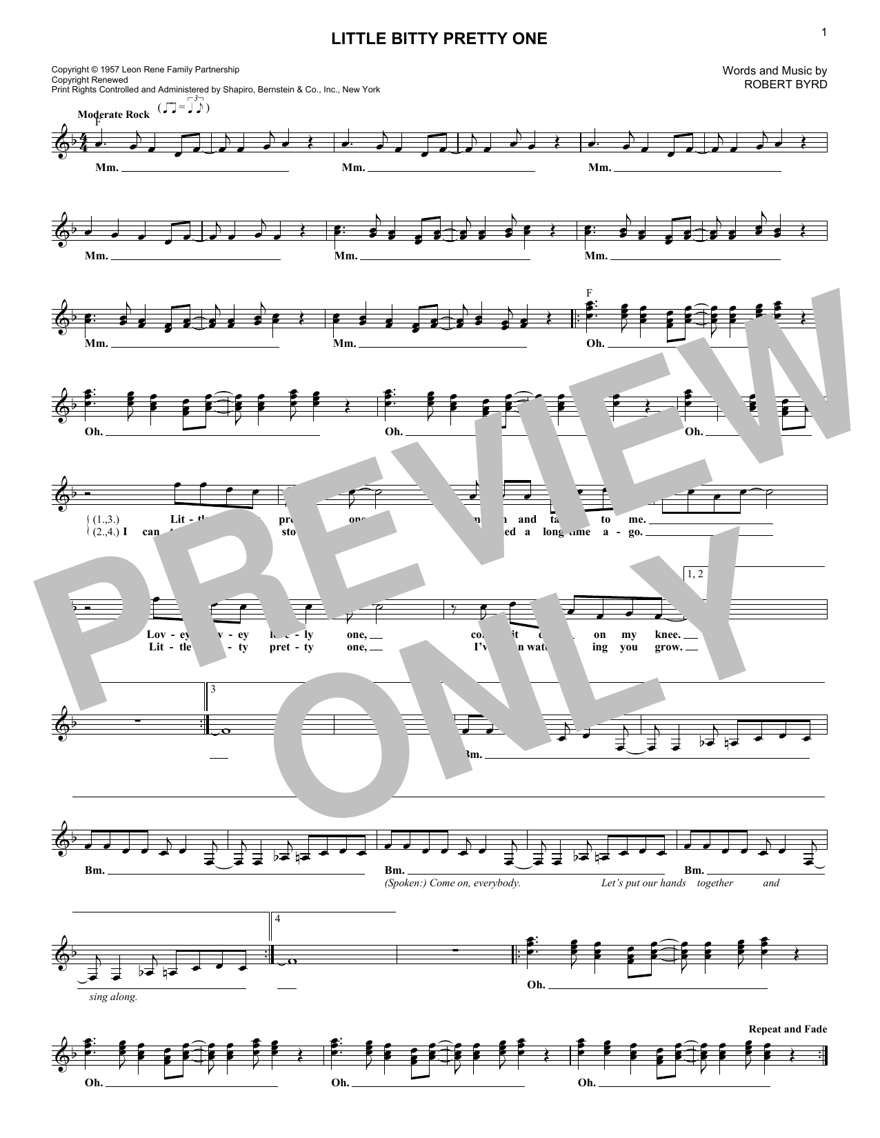 Jackson 5 Little Bitty Pretty One Sheet Music