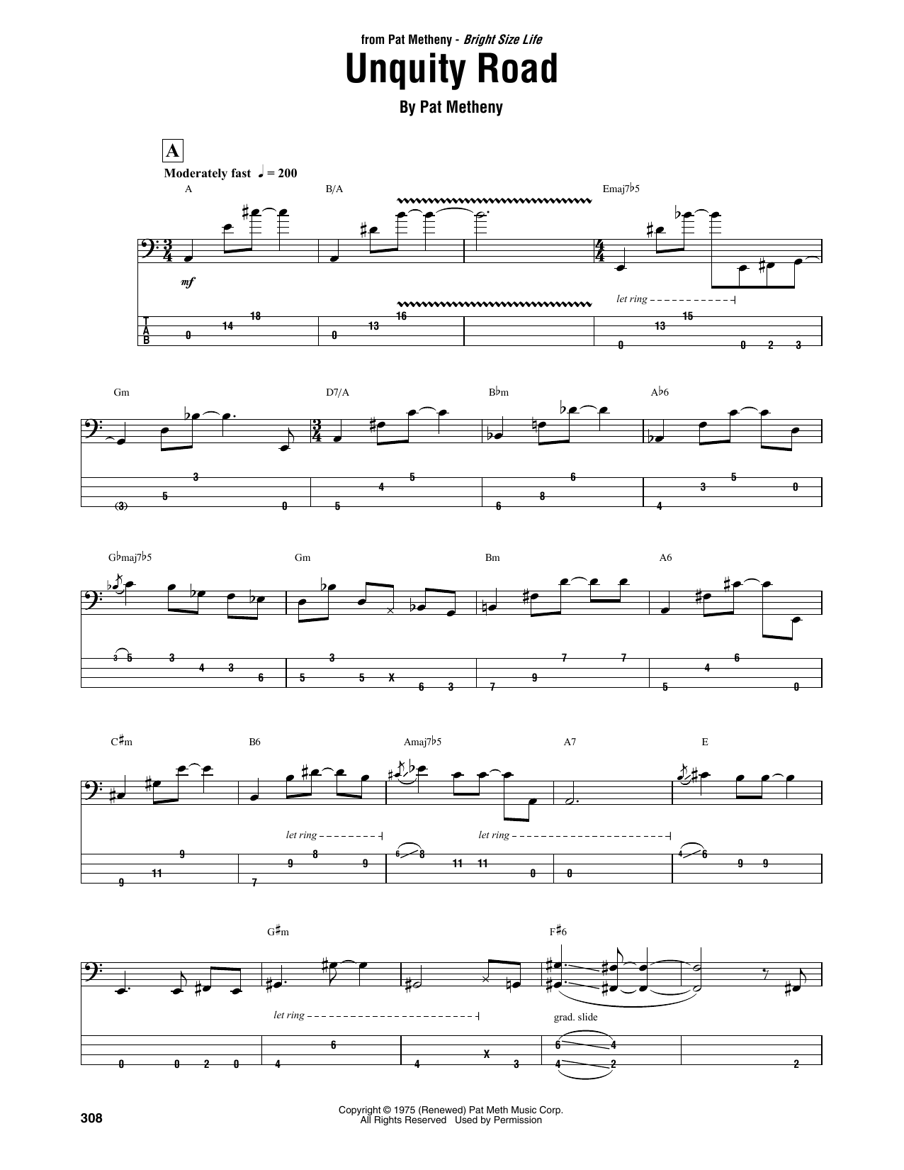 Jaco Pastorius Unquity Road Sheet Music