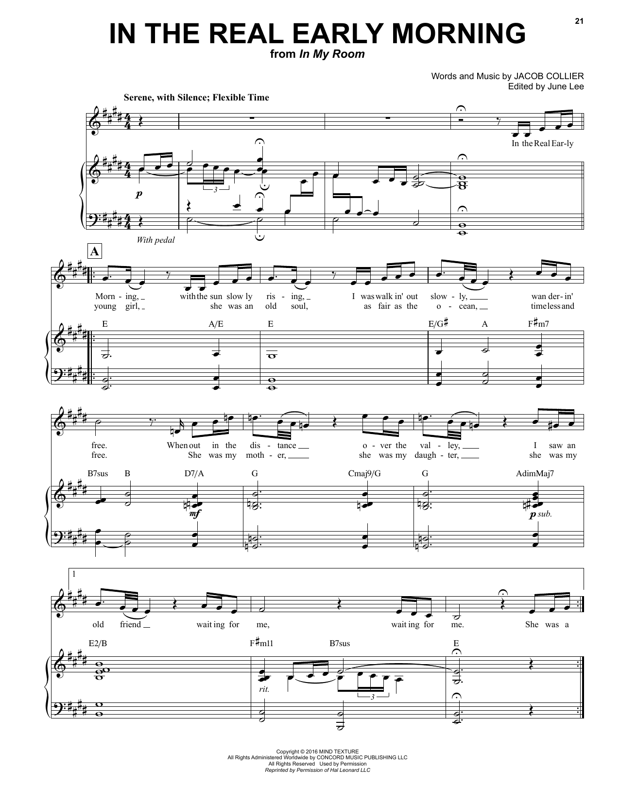 Jacob Collier In The Real Early Morning Sheet Music