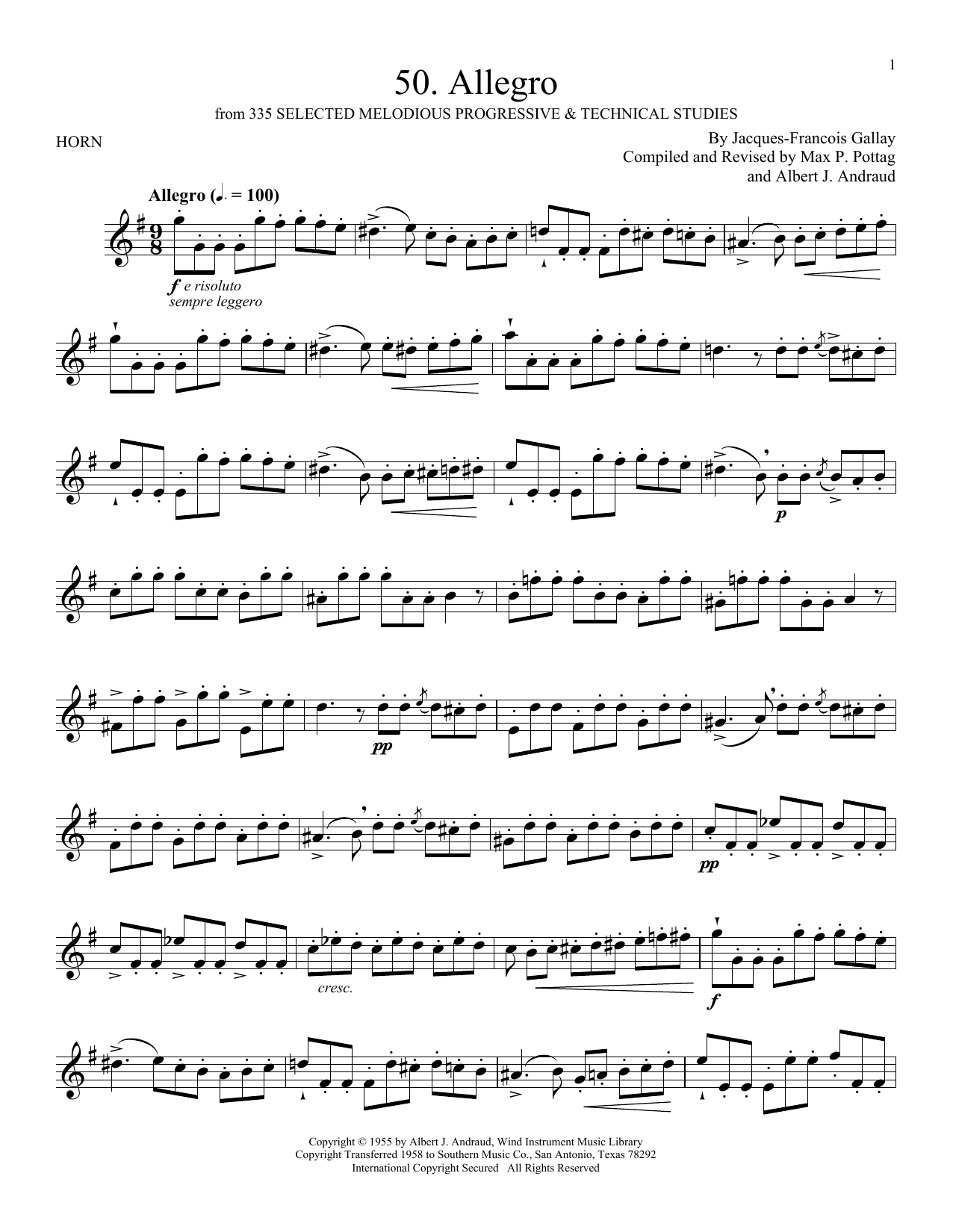 Jacques-Francois Gallay Etude No. 50 Sheet Music