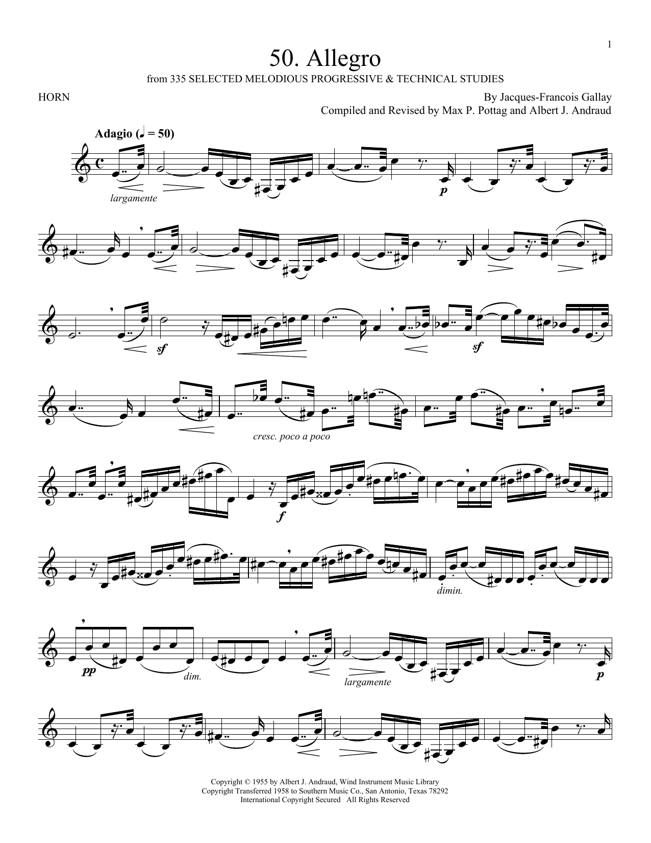 Jacques-Francois Gallay Etude No. 70 Sheet Music
