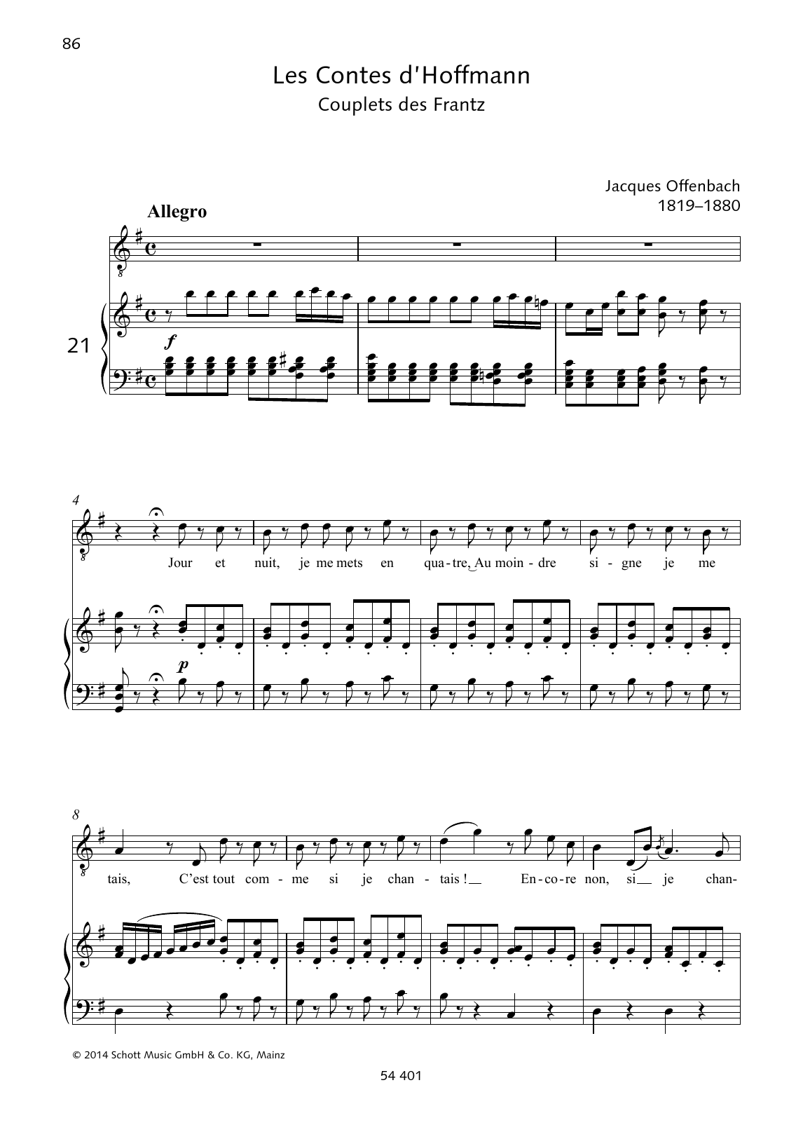 Jacques Offenbach Jour et nuit Sheet Music