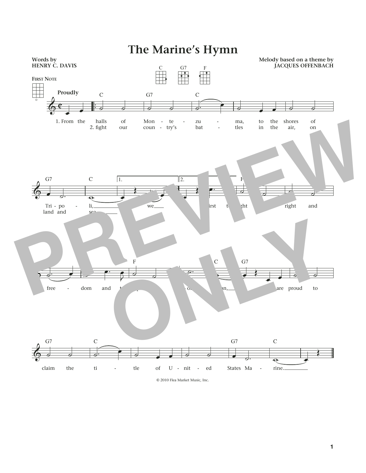 Jacques Offenbach Marine's Hymn (from The Daily Ukulele) (arr. Liz and Jim Beloff) Sheet Music