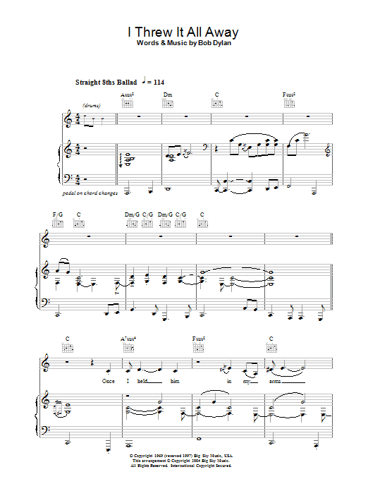 Jacqui Dankworth I Threw It All Away Sheet Music