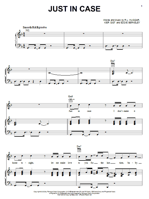 Jaheim Just In Case Sheet Music