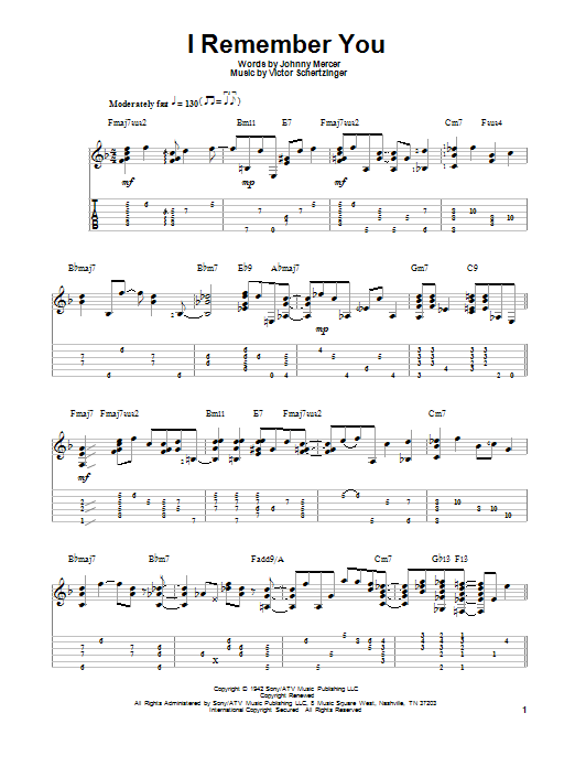 Jake Reichbart I Remember You Sheet Music