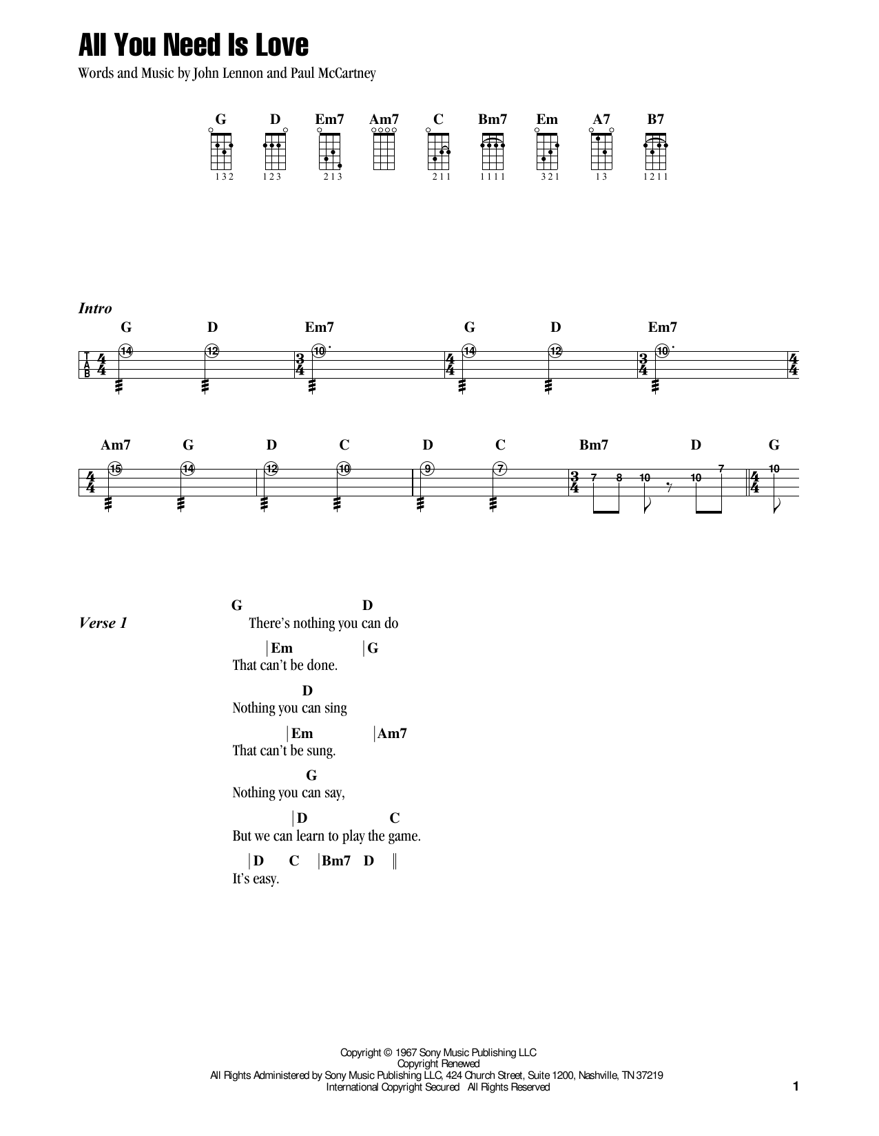 Jake Shimabukuro All You Need Is Love (feat. Ziggy Marley) Sheet Music