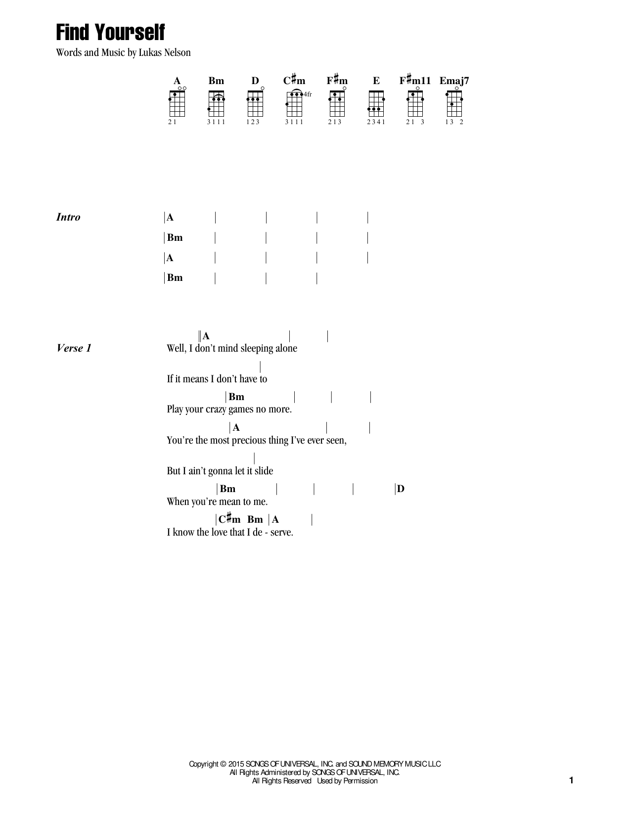 Jake Shimabukuro Find Yourself (feat. Lukas Nelson) Sheet Music