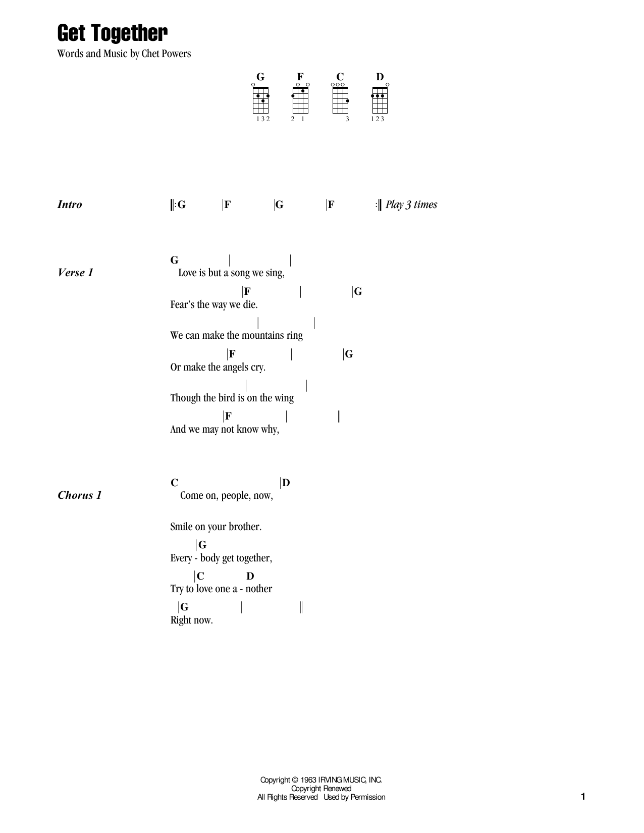 Jake Shimabukuro Get Together (feat. Jesse Colin Young) Sheet Music