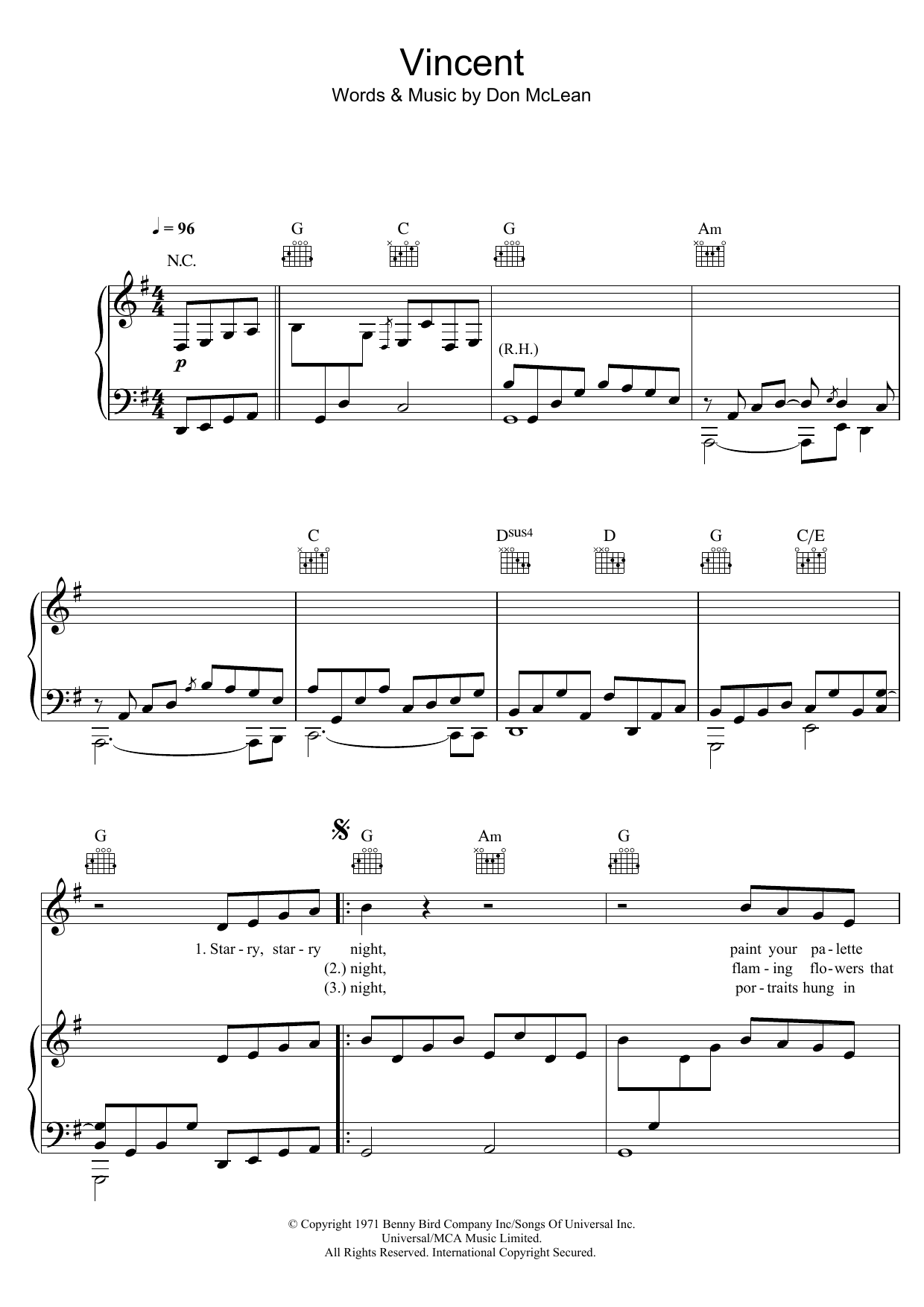 James Blake Vincent (Starry Starry Night) Sheet Music