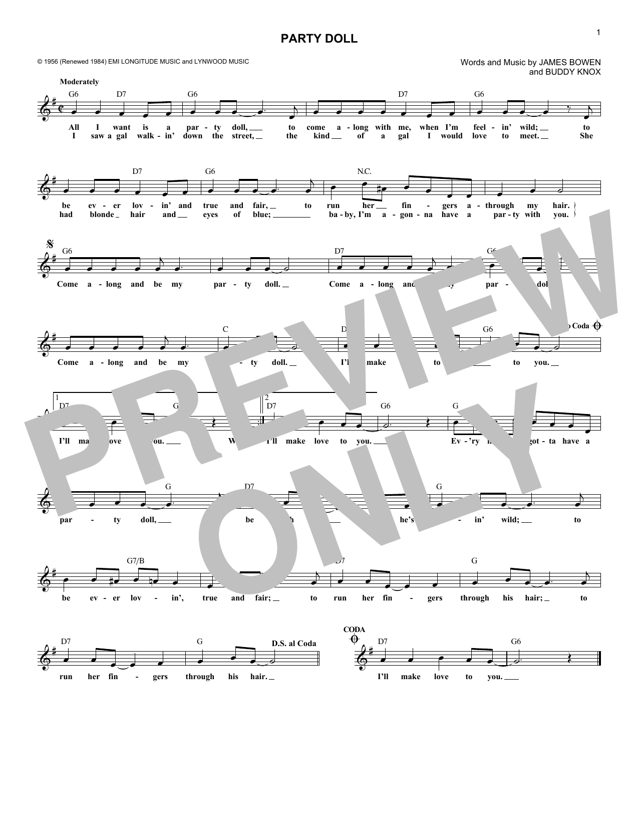 James Bowen Party Doll Sheet Music