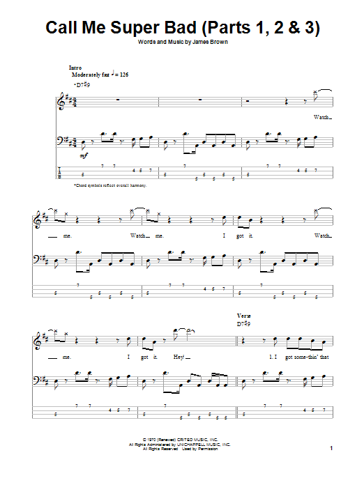 James Brown Call Me Super Bad (Parts 1, 2 & 3) Sheet Music